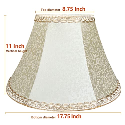 TOOTOO STAR Beige bell lamp shade, 8.75" top x 17.75" bottom x 11" straight height spider shade for Floor Light and Table Lamp, bohemian style decorative light yellow floral pattern - Image 2