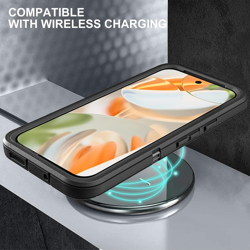 YKHJKLEC for Google Pixel 10 Pro Case, Military Grade 3 in 1 Heavy Duty Shockproof/Drop Proof/Dust Proof Case with 2Pcs Tempered Glass Screen Protector & Camera Lens Protector (Black/Black) - Image 5