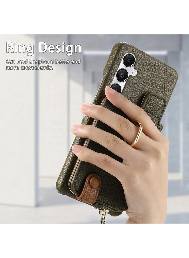 erorex Case For Samsung Galaxy A35 Litchi Leather Oil Edge Ring Zipper Wallet Back Phone Case - Image 3