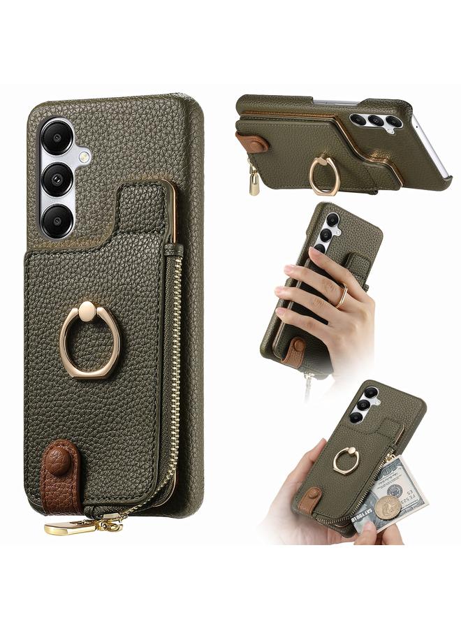 erorex Case For Samsung Galaxy A35 Litchi Leather Oil Edge Ring Zipper Wallet Back Phone Case - Image 1