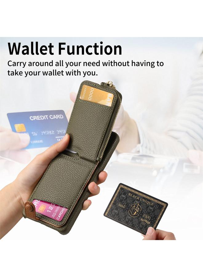 erorex Case For Samsung Galaxy A35 Litchi Leather Oil Edge Ring Zipper Wallet Back Phone Case - Image 4