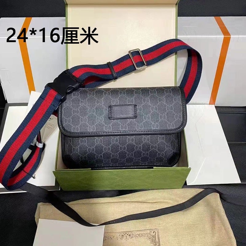 High Texture Xiao Zhan Same Style Bag New 2022 Bag Womens Mens Crossbody Bag Tiger Head Waist Bag Chest Bag Saddle BagTop plate double large G black wear belt buckle type Top plate double large G black wear belt buckle type