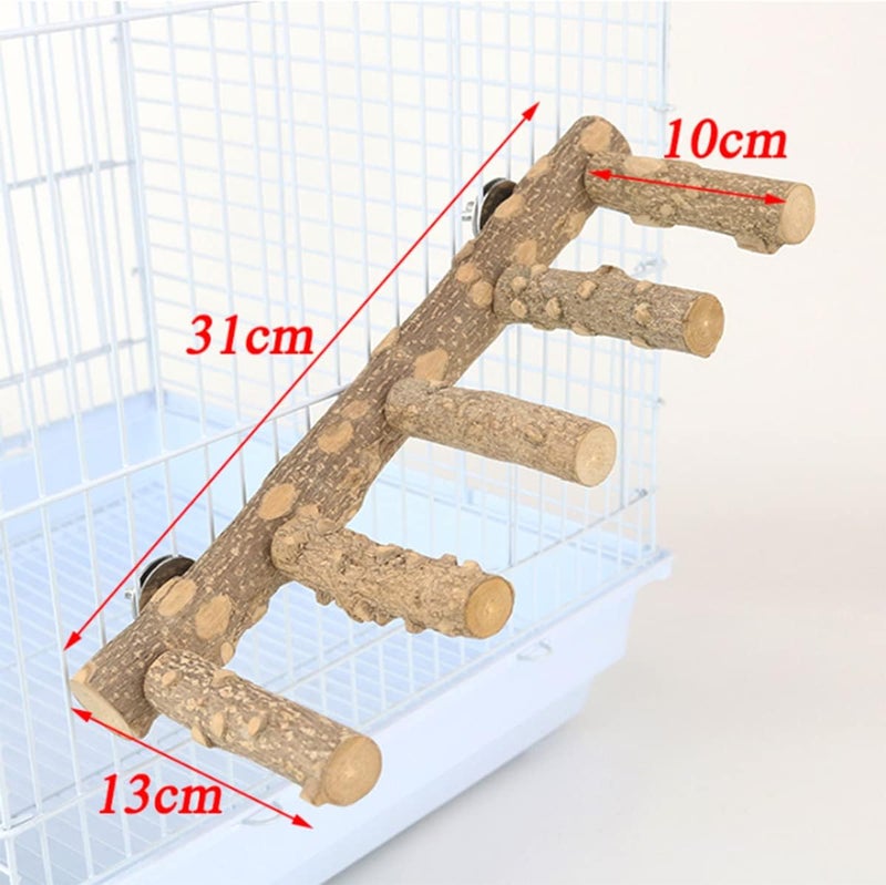 Yamibobo Bird Ladder, Natural Wood Parrot Perch Stand, Natural Prickly Ash Wood Climbing Standing Branch Bird Chewing Toys for Parakeet Cockatiel Rats Hamsters - Image 2