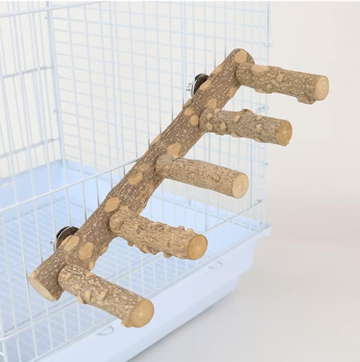 Yamibobo Bird Ladder, Natural Wood Parrot Perch Stand, Natural Prickly Ash Wood Climbing Standing Branch Bird Chewing Toys for Parakeet Cockatiel Rats Hamsters - Image 4