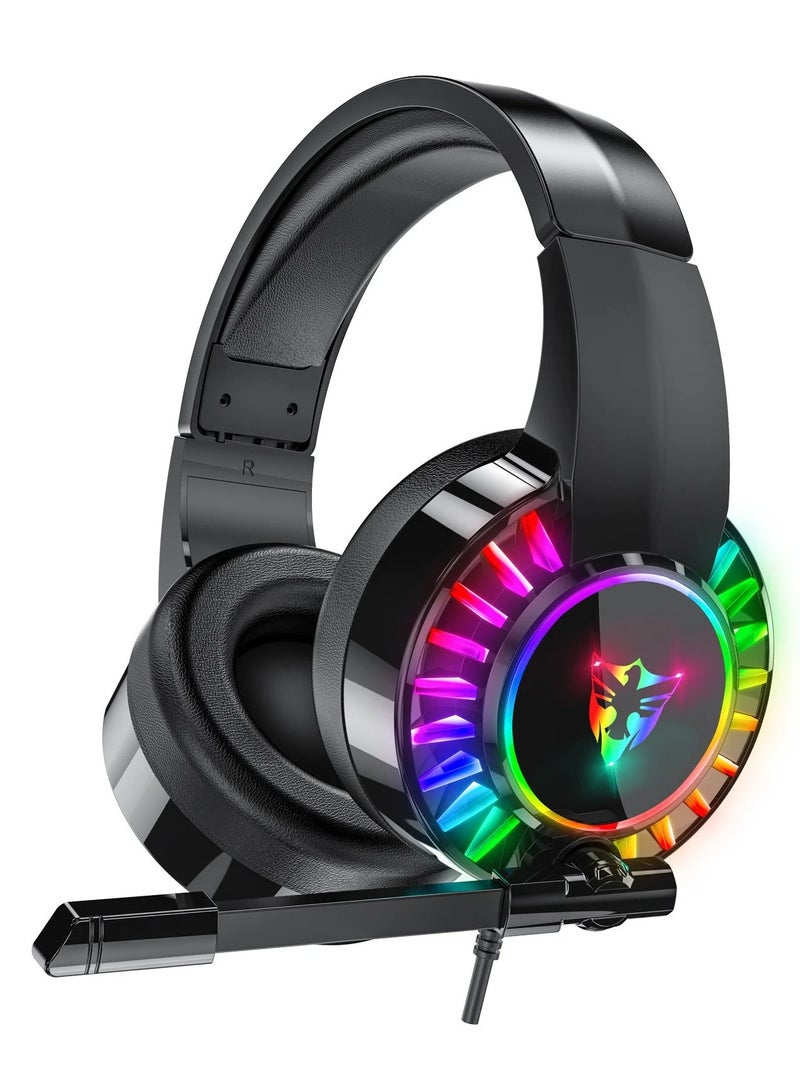 سماعة ألعاب سلكية G505 RGB – فوق الأذن بمنفذ USB مع ميكروفون مانع للضوضاء وتحكم في الصوت  - Image 1