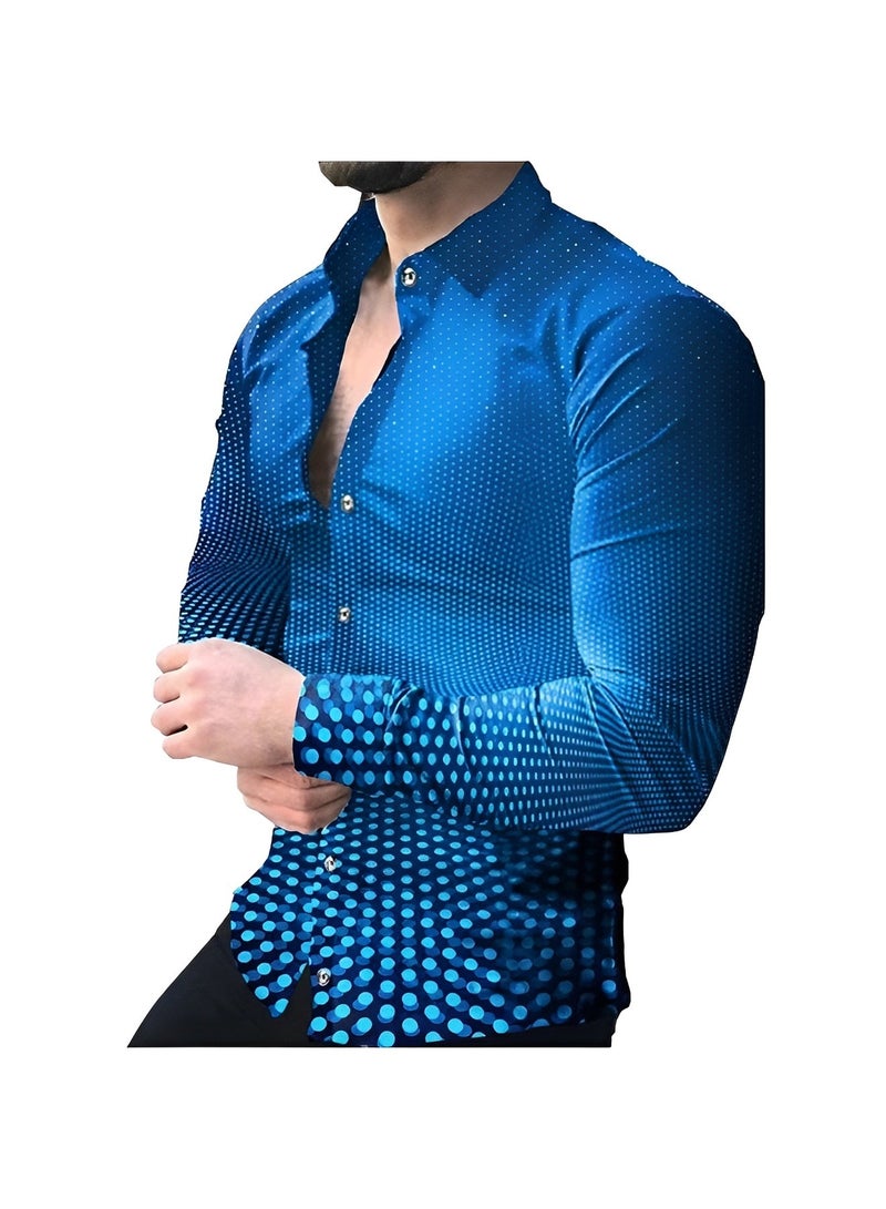 ريوكل قمصان رجالية رسمية بقصّة Slim Fit بأكمام طويلة وبأزرار ومطبوعة بنقشة الورود والأزهار - Image 2