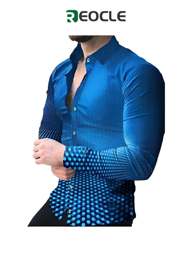 ريوكل قمصان رجالية رسمية بقصّة Slim Fit بأكمام طويلة وبأزرار ومطبوعة بنقشة الورود والأزهار - Image 1