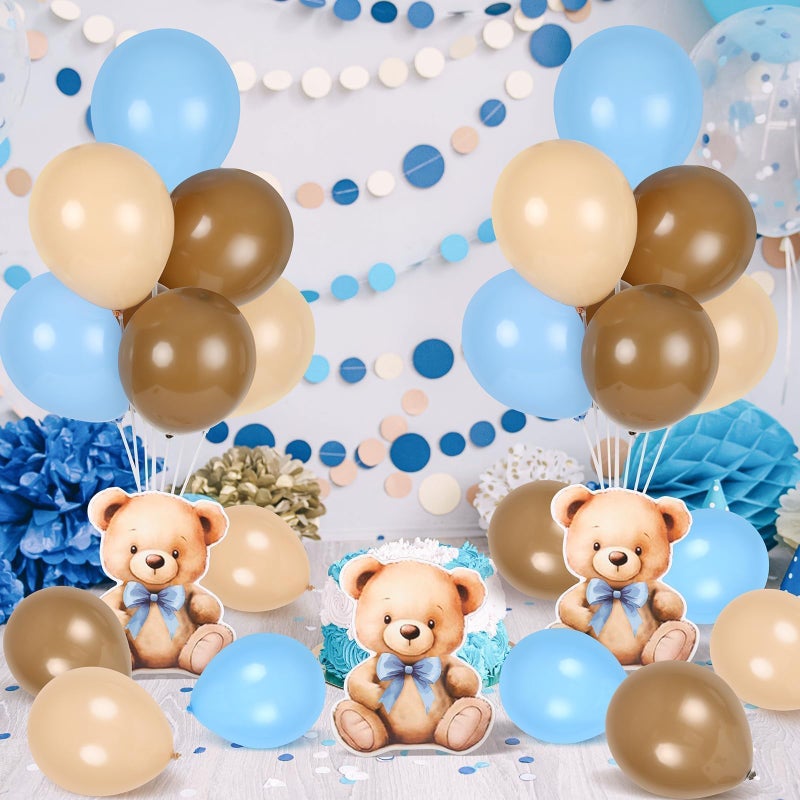 YLOLUL 12 Sets Bear Baby Shower Balloon Stand Kit for Table Boy Baby Shower with Balloon Centerpieces Decorations for Blue Teddy Bear Theme Gender Reveal Birthday Party Table Decorations Supplies - Image 2