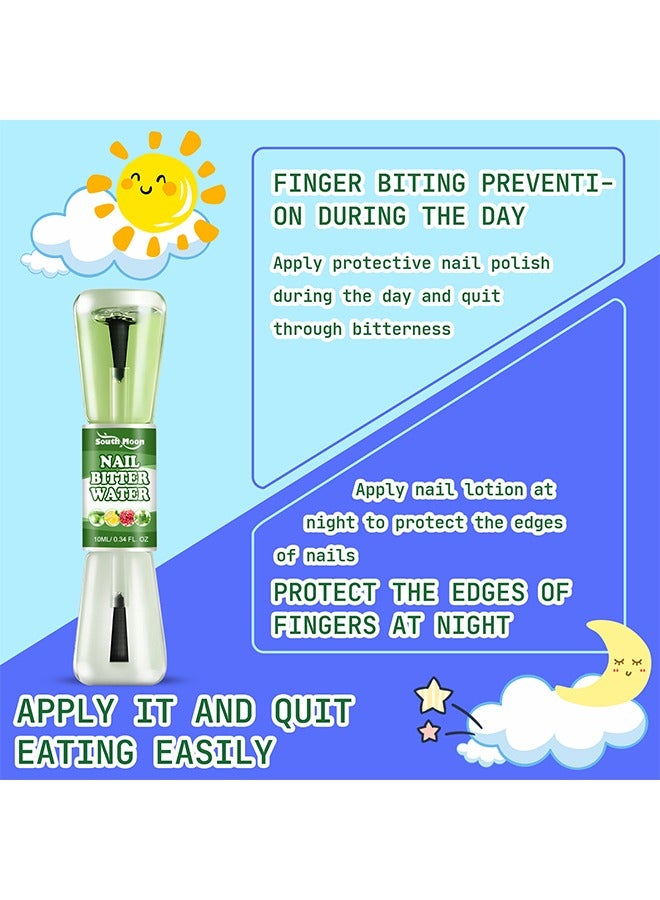 SOUTH MOON Nail Bitter Water - Stop Nail Biting Liquid, 100% Natural and Kids Safe Bitter Taste, Nail Biting No Bite Nail Polish for Stop Thumb Sucking, ​Day Night Care 10ML  - Image 5