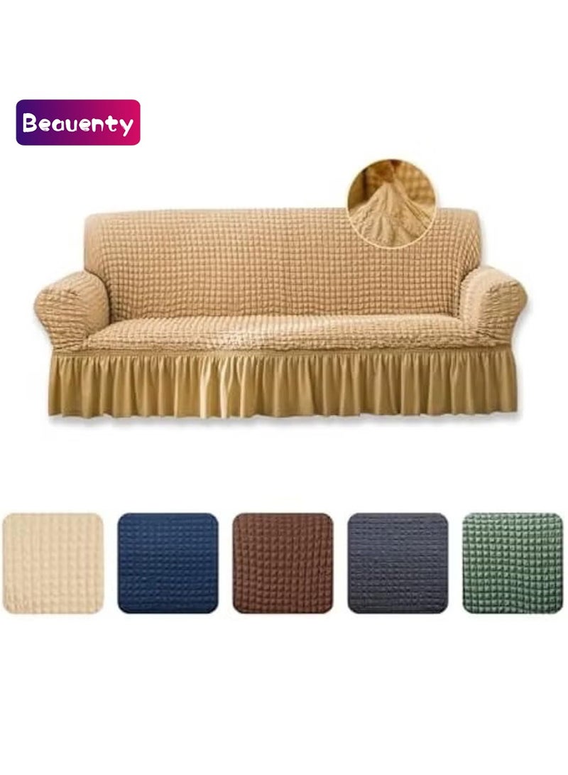 بيوينتي غطاء اريكة من السيد بي قطعة واحدة سهل التركيب وقابل للتمدد مع تنورة متين وقابل للغسل وعالي المرونة وواقي اثاث عالمي (بيج، 3 مقاعد)، Al-23، البوليستر - Image 1