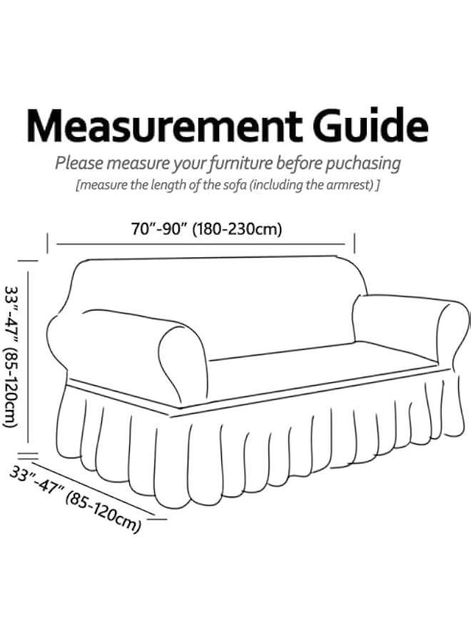 بيوينتي غطاء اريكة من السيد بي قطعة واحدة سهل التركيب وقابل للتمدد مع تنورة متين وقابل للغسل وعالي المرونة وواقي اثاث عالمي (بيج، 3 مقاعد)، Al-23، البوليستر - Image 4