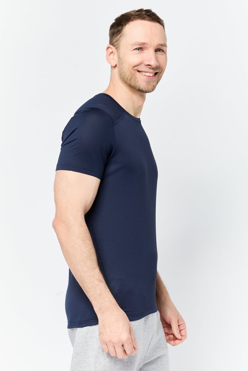 Adidas Men Sportswear Fit Short Sleeves Training T-Shirts, Navy - Image 4