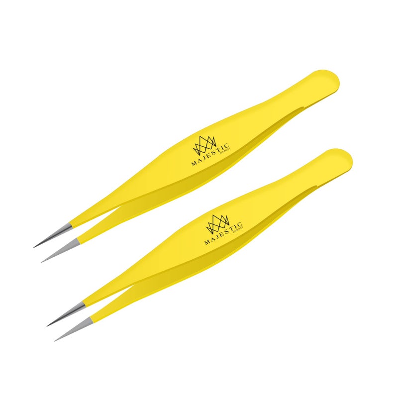 Majestic Bombay Fine Point Tweezers for Women and Men â€“ Splinter Ticks, Facial, Brow and Ingrown Hair Removalâ€“Sharp, Needle Nose, Surgical Tweezers Precision Pluckers best tweezers for chin hair - Image 1