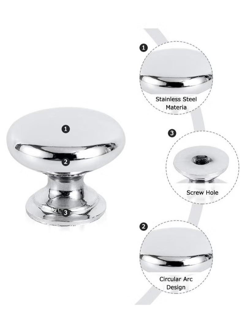 Generic Round Cabinet Knob Stainless Furniture Pull Handle, Simple & Sturdy, Knob Diameter: 25 mm, 4 Pack for Kitchen Cupboard Door, Bedroom Dresser Drawer, Bathroom Wardrobe Hardware  - Image 5