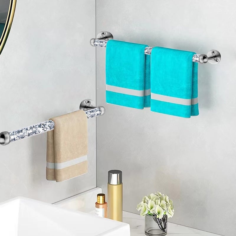 Meetart Crushed Diamond Glass Towel Bar for Bathroom,Set of 2 Towel Rods Wall-Mountedâ€‚,Towel Racks for Bath Towels,Hand Towels(15.5â€) - Image 4