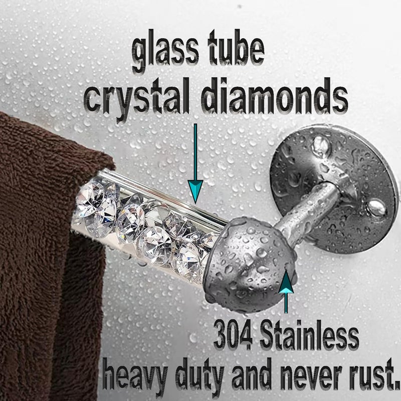 Meetart Crushed Diamond Glass Towel Bar for Bathroom,Set of 2 Towel Rods Wall-Mountedâ€‚,Towel Racks for Bath Towels,Hand Towels(15.5â€) - Image 5
