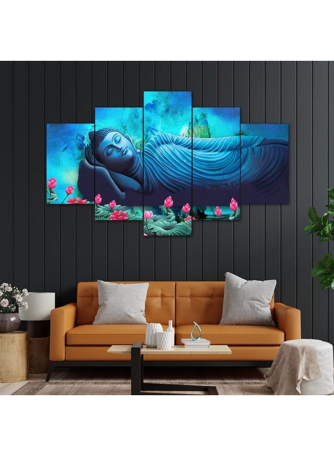 perpetual Buddha 3D Scenery Wall Painting Set of 5 | Painting For Wall Decoration | Large Framed Wall Decor for Living Room, Office (75 x 43 cm) K3D - Wood - Image 1