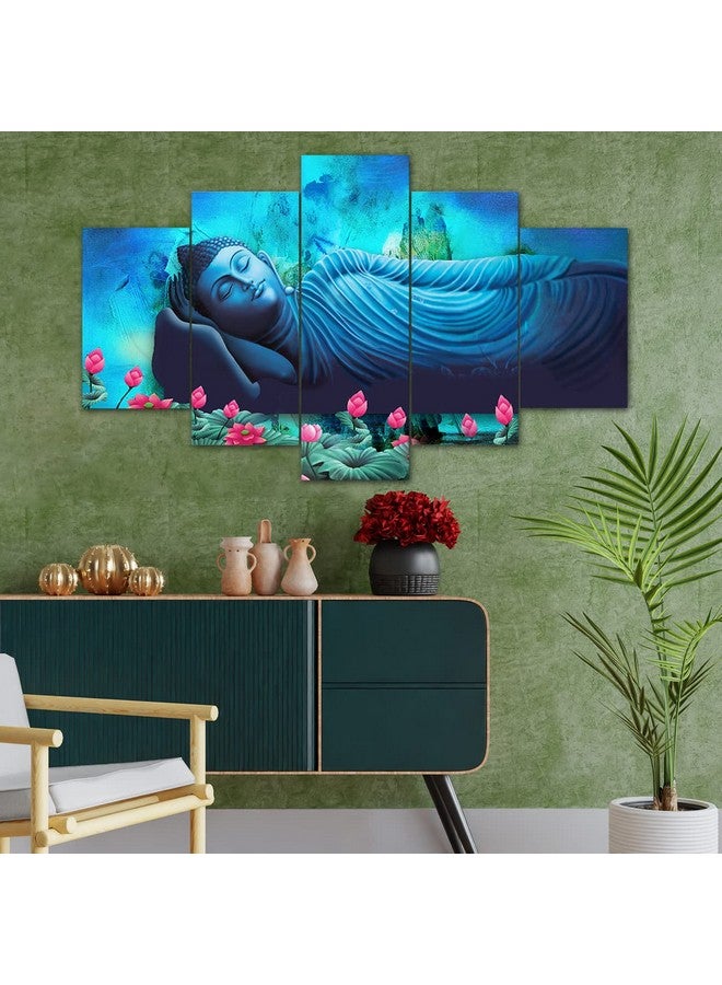perpetual Buddha 3D Scenery Wall Painting Set of 5 | Painting For Wall Decoration | Large Framed Wall Decor for Living Room, Office (75 x 43 cm) K3D - Wood - Image 2