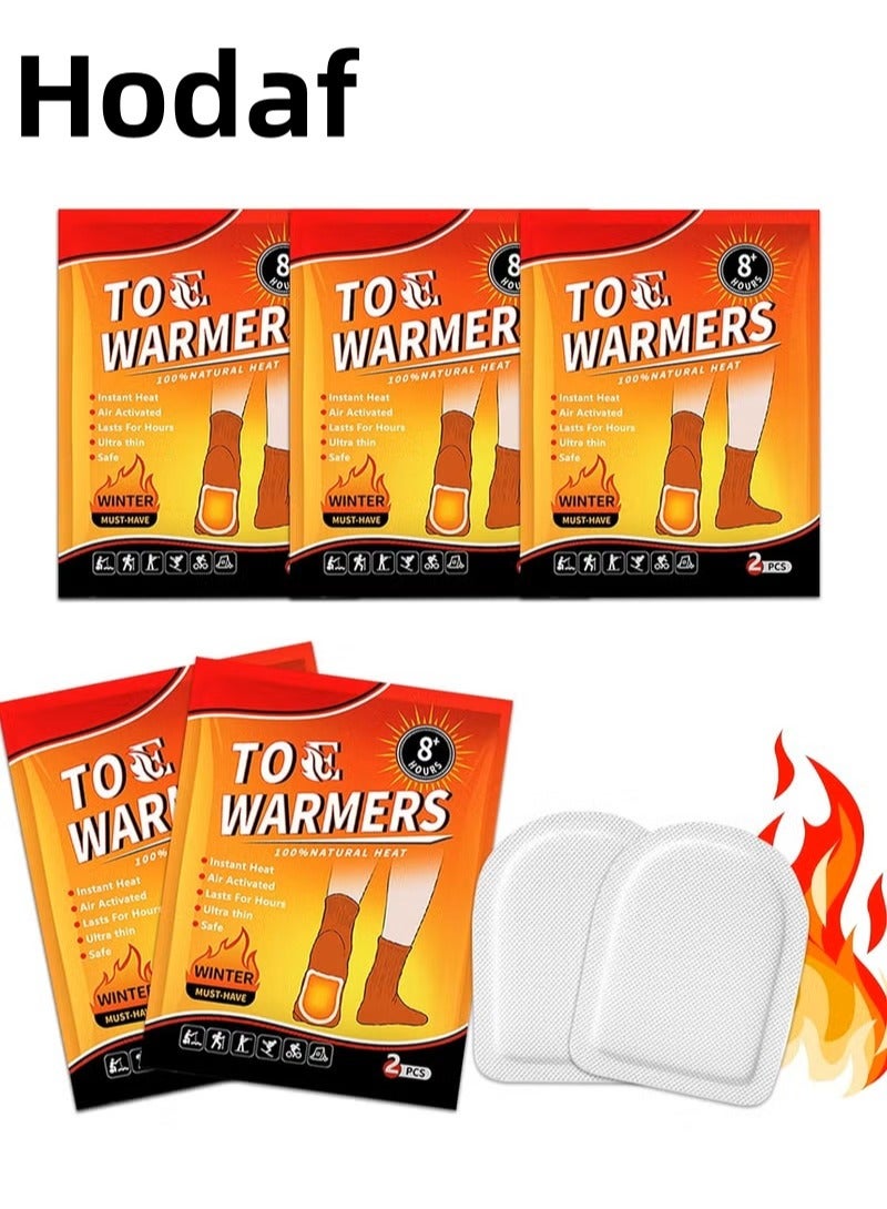 Hodaf Foot Toe Warmers, Up to 8 Hours of Heat Long Lasting, Hot Insole Feet Warmer, Instant Toe Warmers Disposable Adhesive Air Activated Warmers for Winter Outdoor Activities, 5 Pairs - Image 1