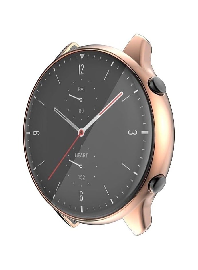 حافظة حماية للشاشة ELMO3EZZ متوافقة مع ساعة Amazfit GTR 3/GTR 3 Pro غطاء ناعم من مادة TPU مقاوم للصدمات وغطاء ممتص للصدمات رفيع (ذهبي وردي) - Image 5