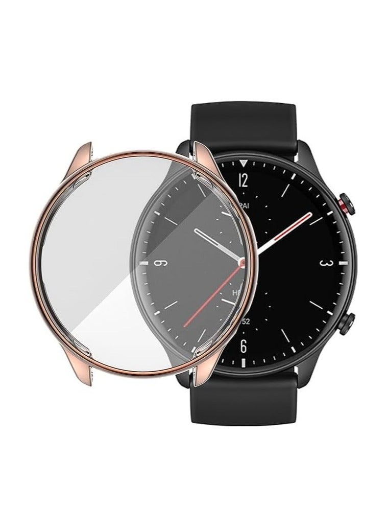 حافظة حماية للشاشة ELMO3EZZ متوافقة مع ساعة Amazfit GTR 3/GTR 3 Pro غطاء ناعم من مادة TPU مقاوم للصدمات وغطاء ممتص للصدمات رفيع (ذهبي وردي) - Image 4