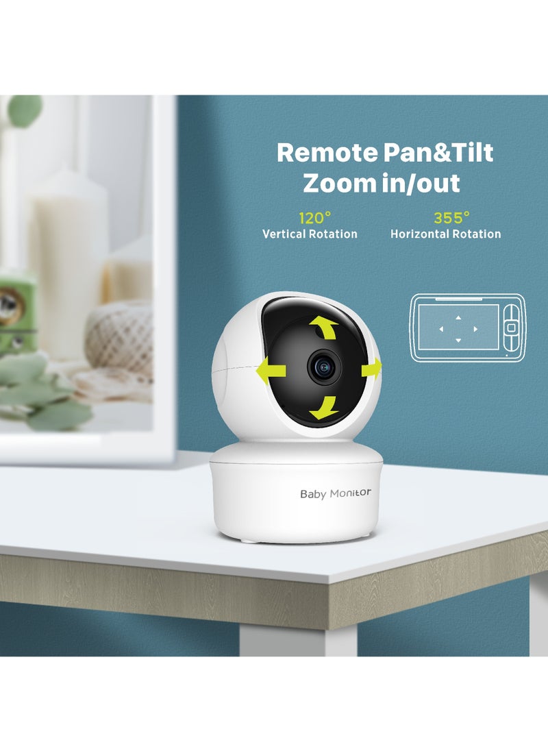 Generic - 5.0" Baby Monitor with Two-Way Talk, Night Vision, Temperature Display & Alarm, ECO Mode, 3000mAh Battery, Multi-Camera Expandable, Lullabies & Zoom Function - Image 1