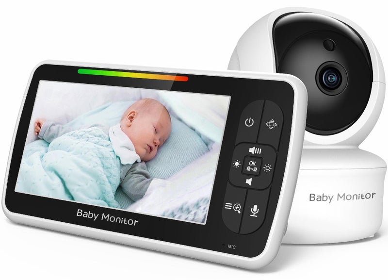 5.0" Baby Monitor with Two-Way Talk, Night Vision, Temperature Display & Alarm, ECO Mode, 3000mAh Battery, Multi-Camera Expandable, Lullabies & Zoom Function - Image 1
