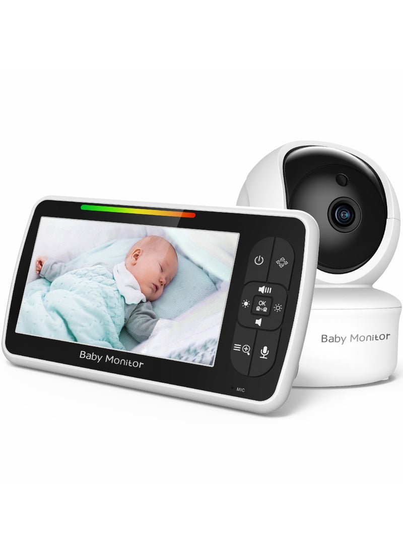 Generic - 5.0" Baby Monitor with Two-Way Talk, Night Vision, Temperature Display & Alarm, ECO Mode, 3000mAh Battery, Multi-Camera Expandable, Lullabies & Zoom Function - Image 1