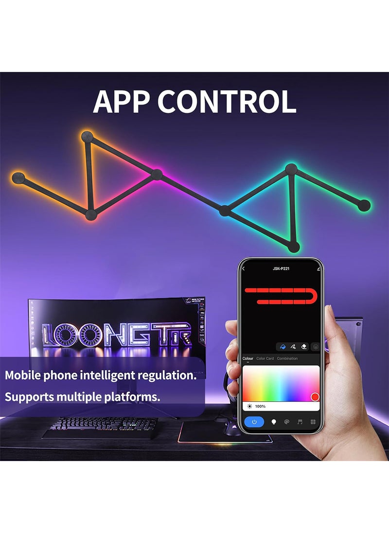 Sharpdo - RGB LED Geometric Splicing Light Strip Set, Supports Bluetooth and App Connection, Suitable for 16 Million Color Options, Suitable for Game Rooms, Bedrooms - Image 1