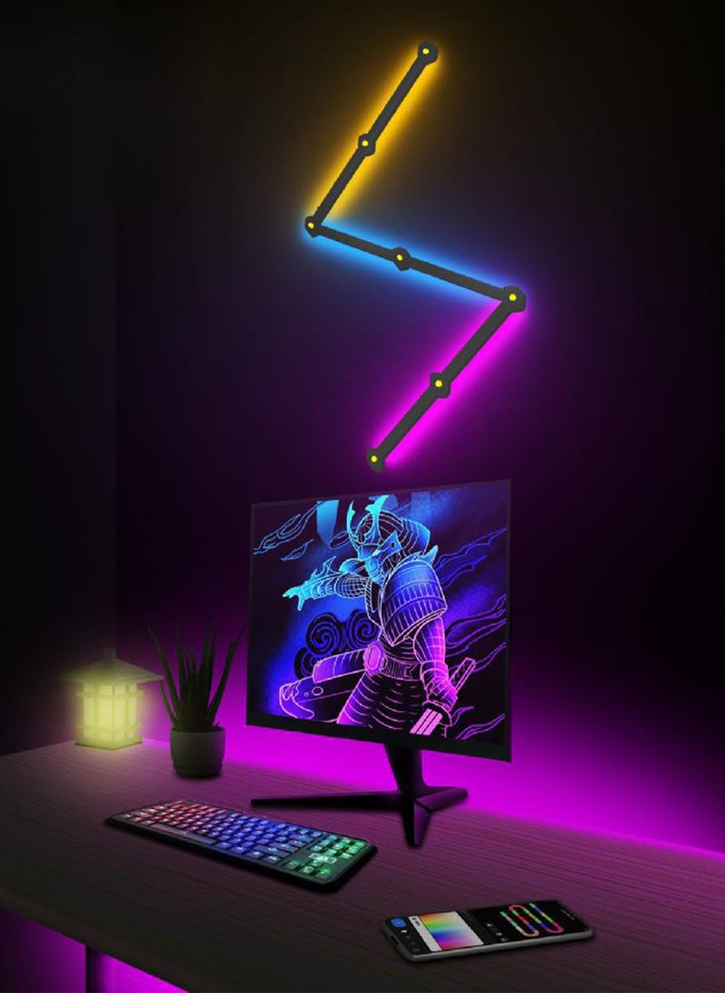 Sharpdo - RGB LED Geometric Splicing Light Strip Set, Supports Bluetooth and App Connection, Suitable for 16 Million Color Options, Suitable for Game Rooms, Bedrooms - Image 1