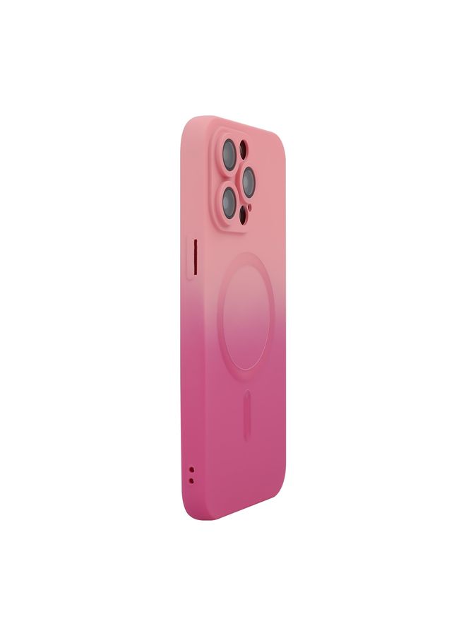 HuHa Case Cover For iPhone 14 Pro ENKAY Hat-Prince MagSafe Rainbow Gradient Silicone Phone Case with Lens Film Pink Rose 