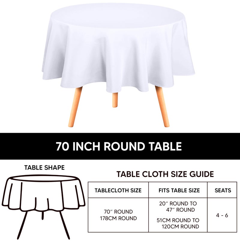Utopia Kitchen Round Table Cloth 2 Pack [70 Inches  White] Tablecloth Machine Washable Fabric Polyester Table Cover for Dining  Buffet Parties  Picnic  Events  Weddings and Restaurants - Image 2