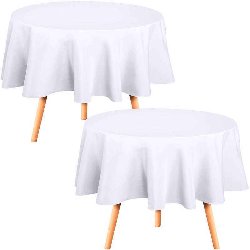 Utopia Kitchen Round Table Cloth 2 Pack [70 Inches  White] Tablecloth Machine Washable Fabric Polyester Table Cover for Dining  Buffet Parties  Picnic  Events  Weddings and Restaurants - Image 1