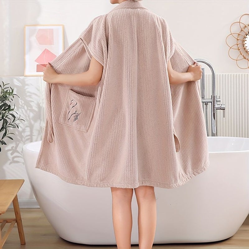 Camel Corn Kernel Sleeveless Bathrobe Super Soft Absorbent Microfiber Sleepwear - Image 2