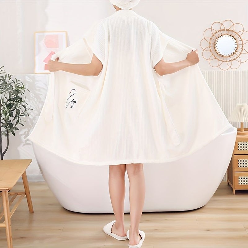Camel Corn Kernel Sleeveless Bathrobe Super Soft Absorbent Microfiber Sleepwear - Image 3