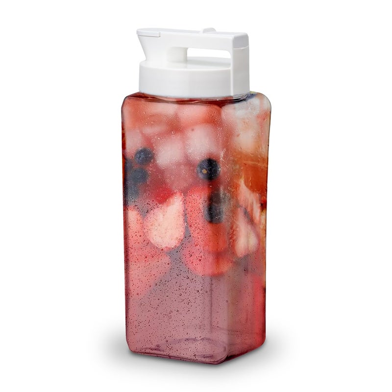 Lustroware SlideServe Slim Airtight Pitcher  21L 70oz Heat Resistant BPAFree SAN Plastic SpaceSaving Made in Japan  White