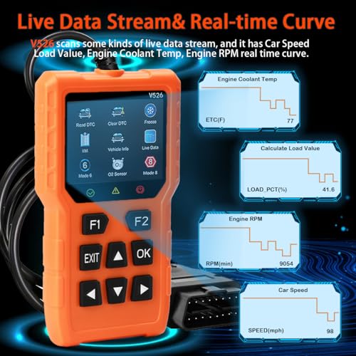 OnRetul V526 OBD2 Scanner Diagnostic Tool, Check Erase Engine Light Fault Code Scanner Tool, DTC, Data Stream, I/M Readiness, Car & Truck Scan Tool for All Vehicles Since 1996 - Image 3