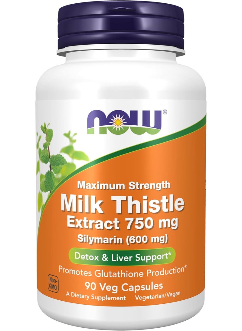 ناو مستخلص شوك الجمل 750 ملغ سيليمارين (600 ملغ)، أقصى قوة - 90 كبسولة نباتية - Image 1