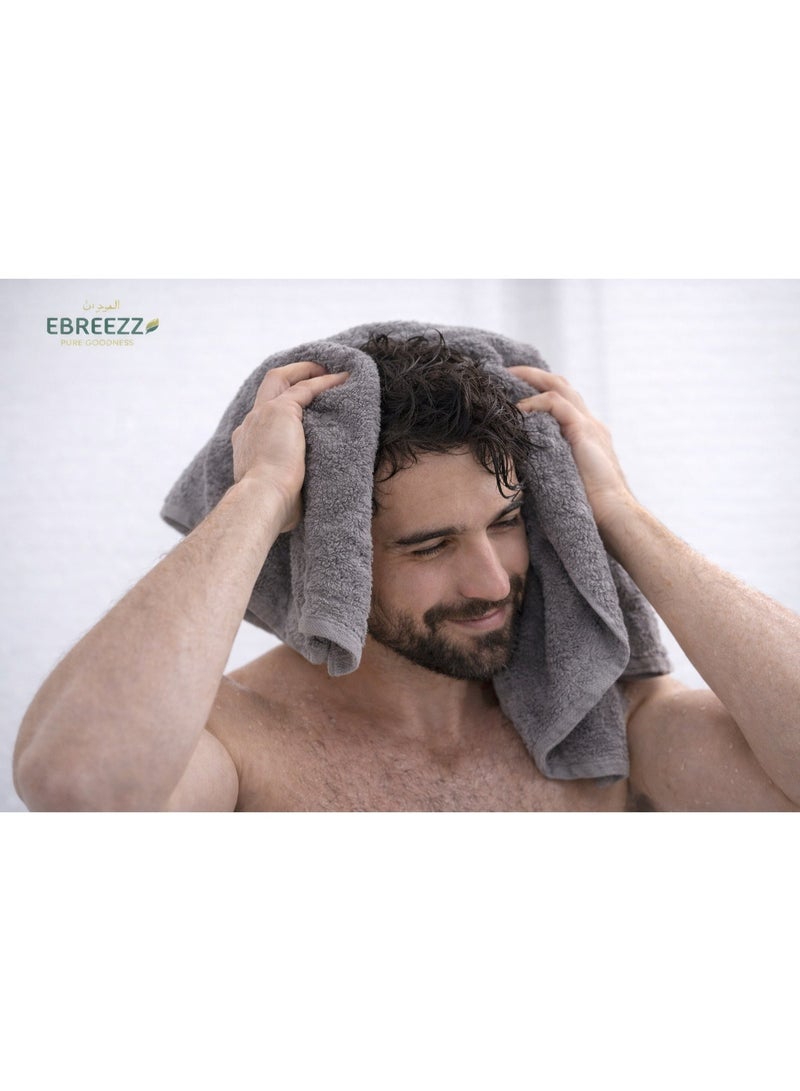 إبريز طقم حمام قطني مخملي | روب ومناشف ونعال | الرمادي | إبريز | 420 جرام - Image 3