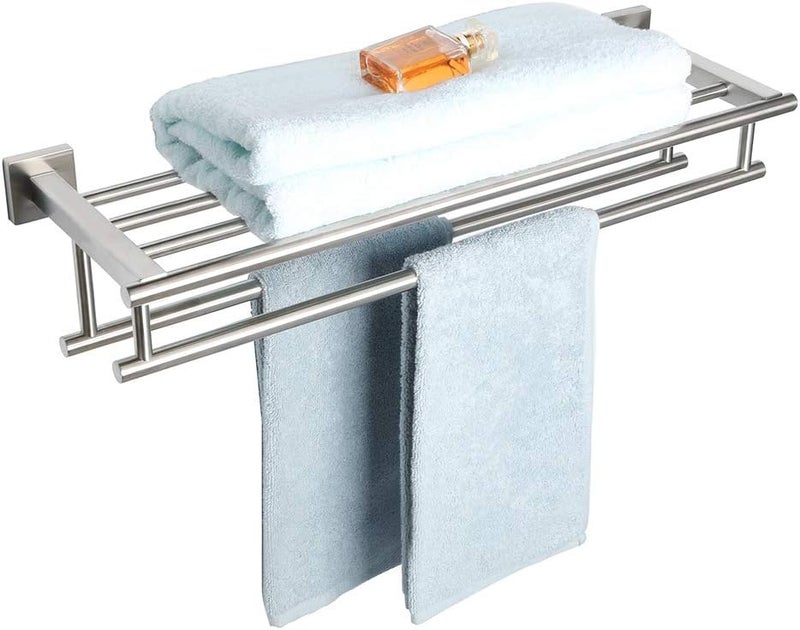Alise Towel Rack,Towel Holder Towel Shelf with Double Towel Bars for Bathroom Lavatory,SUS 304 Stainless Steel Wall Mount Towel Hanger Storage,24-Inch Brushed Nickel,GZ8000-LS - Image 1