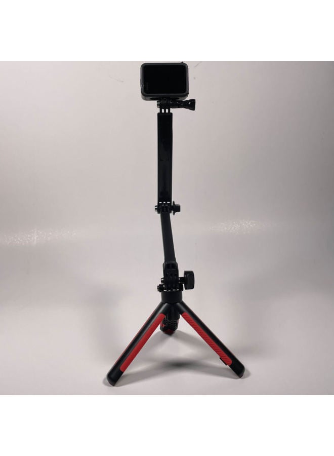 A Adjustable Lever Three-section Selfie Stick With Three-legged Selfie Stick Suitable For Gopro Camera-Color:Red - Image 5