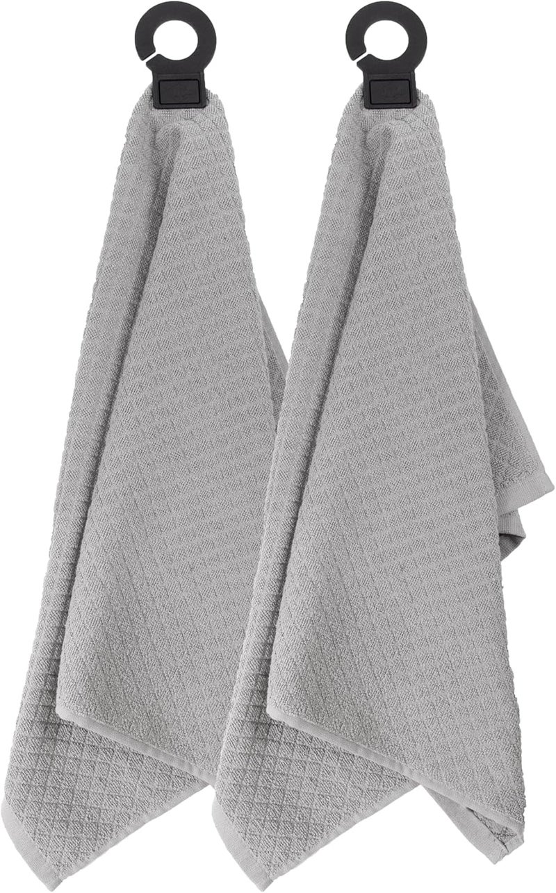 Ritz Premium Hook and Hang Towel, (2-Pack), 18" x 28", Long-Lasting Durable Rubber Hook, Highly Absorbent Super Soft Hand Cloths for Kitchen, Bathroom, Laundry Room, Titanium - Image 2