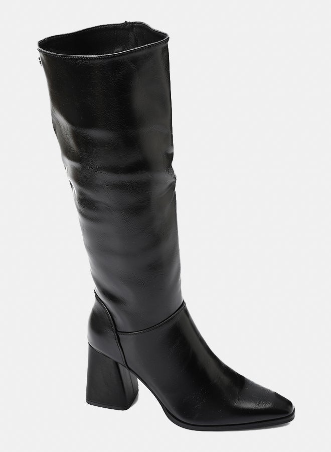 Dejavu Shoes PRD-DVTX-012 Heeled Black Knee High Plain Boot  For Women - Image 1