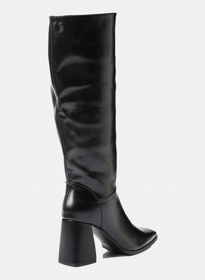 Dejavu Shoes PRD-DVTX-012 Heeled Black Knee High Plain Boot  For Women - Image 3