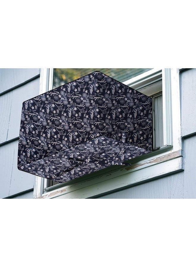 The Furnishing Tree window ac cover suitable for Lloyd 1 Ton GLW12C2YWSEW, Self Pattern Blue Color Elastic fit Cover for front and rear Of Window Ac - Image 3