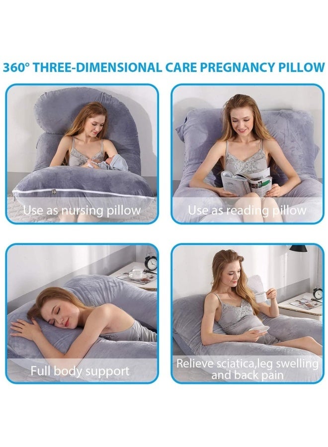 SUPER SO Pregnancy Pillow U-Shape , Essential for Pregnancy , Maternity Pillow with Removable Cover , Support for Side Sleepers,  Support for Back, Belly & Hips ,175cm  Long Full Body Maternity Pillow - A Pregnancy Must-Have, Grey+Pink - Image 4
