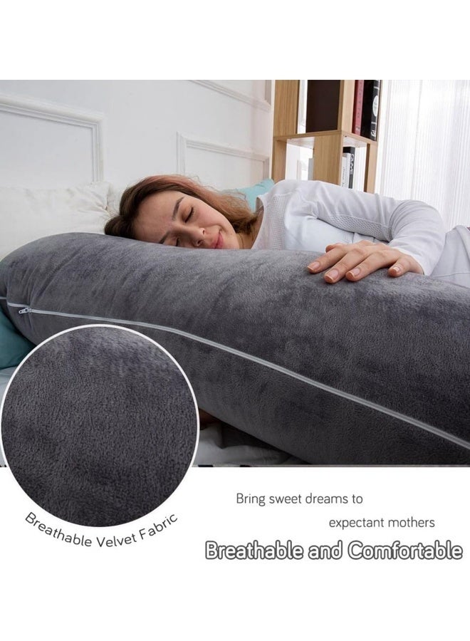 SUPER SO Pregnancy Pillow U-Shape , Essential for Pregnancy , Maternity Pillow with Removable Cover , Support for Side Sleepers,  Support for Back, Belly & Hips ,175cm  Long Full Body Maternity Pillow - A Pregnancy Must-Have, Grey+Pink - Image 5