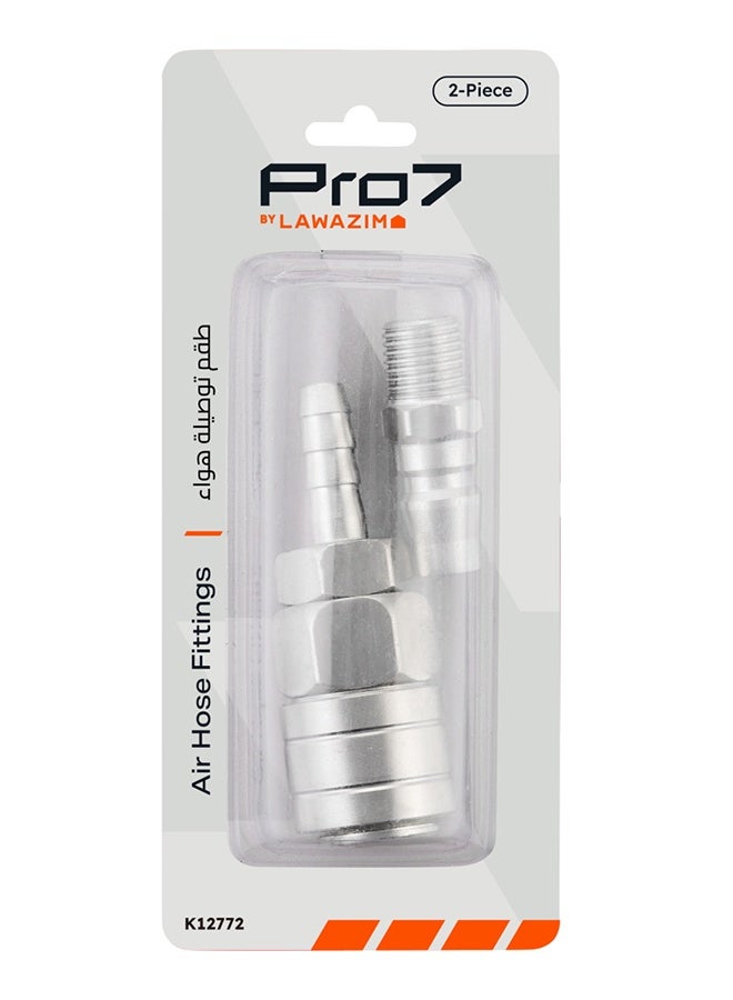 LAWAZIM Pro7 Air Hose Fitting Set - 2 Piece 1/4inch 20SH x 20PM Quick Connect Coupler with Hose Barb Female Socket and Male Threaded Plug, Air Compressor and Pneumatic Tool Accessories - Image 3
