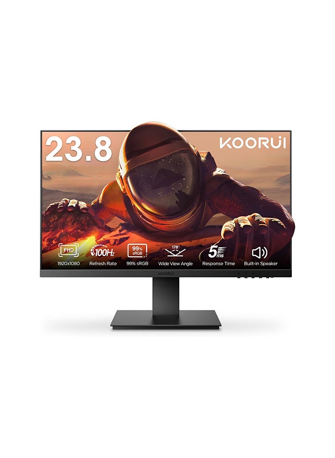 KOORUI 24-Inch Full HD IPS Monitor 1920 x 1080, 100Hz Refresh Rate, 5ms Response Time, sRGB 99% Color Gamut, 16.9 Screen Ratio, 16.7m Maximum Color, Built-in Speaker, Tilt Adjustable, VESA Compatible, HDMI and VGA, Eye Protection, Free-sync, G-sync Compatible | P02