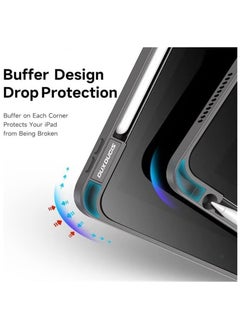 DUX DUCIS جراب خلفي شفاف لجهاز iPad Air 11 بوصة الجيل السادس (2024، M2)، جراب خلفي ناعم من مادة TPU مع حامل قلم وخاصية السكون التلقائي لجهاز iPad Air 11 (أسود)  - Image 3
